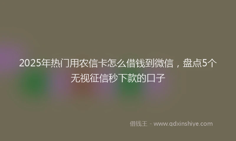2025年热门用农信卡怎么借钱到微信，盘点5个无视征信秒下款的口子