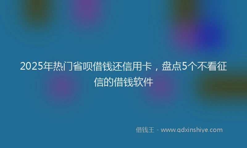 2025年热门省呗借钱还信用卡，盘点5个不看征信的借钱软件