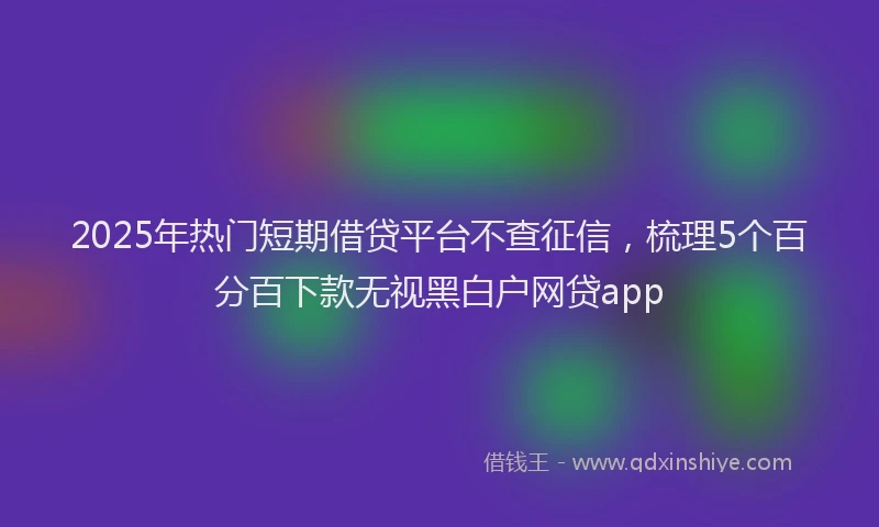 2025年热门短期借贷平台不查征信，梳理5个百分百下款无视黑白户网贷app