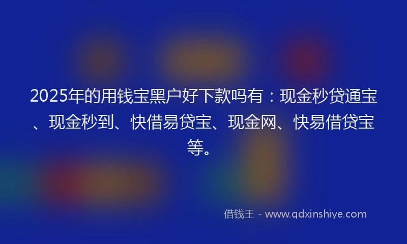 2025年的用钱宝黑户好下款吗有：现金秒贷通宝、现金秒到、快借易贷宝、现金网、快易借贷宝等。