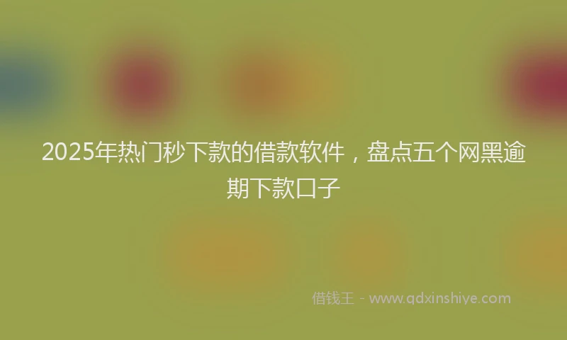 2025年热门秒下款的借款软件，盘点五个网黑逾期下款口子
