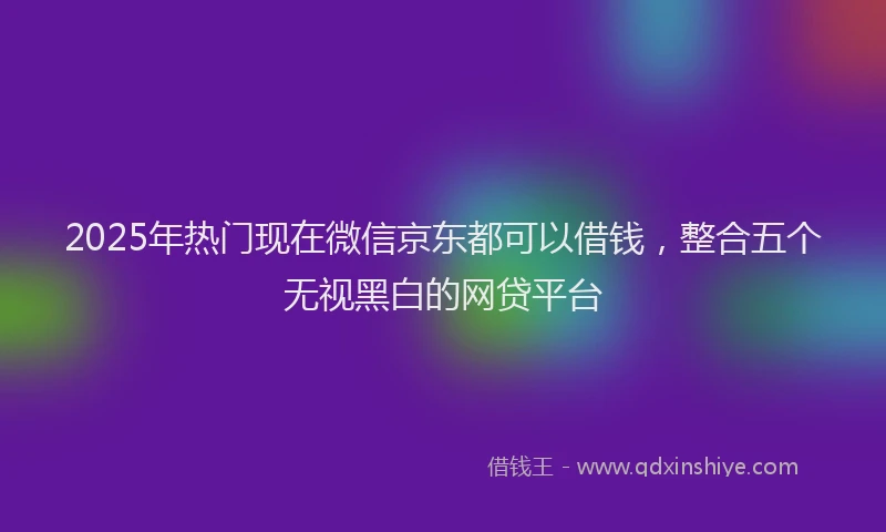 2025年热门现在微信京东都可以借钱，整合五个无视黑白的网贷平台