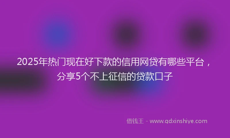 2025年热门现在好下款的信用网贷有哪些平台，分享5个不上征信的贷款口子