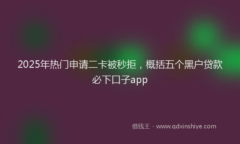 2025年热门申请二卡被秒拒，概括五个黑户贷款必下口子app
