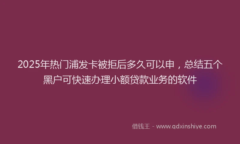 2025年热门浦发卡被拒后多久可以申，总结五个黑户可快速办理小额贷款业务的软件