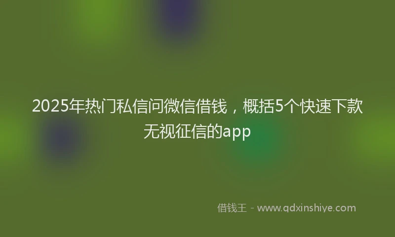 2025年热门私信问微信借钱，概括5个快速下款无视征信的app