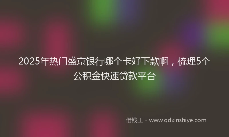 2025年热门盛京银行哪个卡好下款啊，梳理5个公积金快速贷款平台