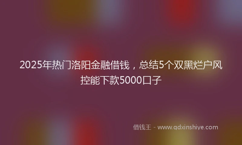 2025年热门洛阳金融借钱，总结5个双黑烂户风控能下款5000口子
