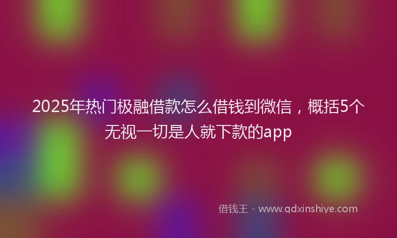 2025年热门极融借款怎么借钱到微信，概括5个无视一切是人就下款的app