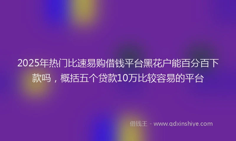 2025年热门比速易购借钱平台黑花户能百分百下款吗，概括五个贷款10万比较容易的平台