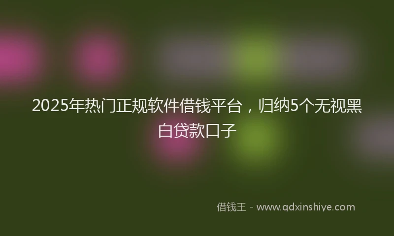 2025年热门正规软件借钱平台，归纳5个无视黑白贷款口子