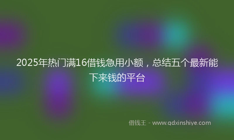 2025年热门满16借钱急用小额，总结五个最新能下来钱的平台