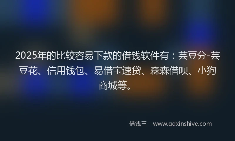 2025年的比较容易下款的借钱软件有：芸豆分-芸豆花、信用钱包、易借宝速贷、森森借呗、小狗商城等。