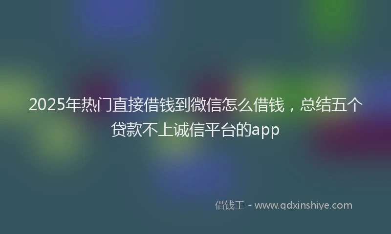 2025年热门直接借钱到微信怎么借钱，总结五个贷款不上诚信平台的app