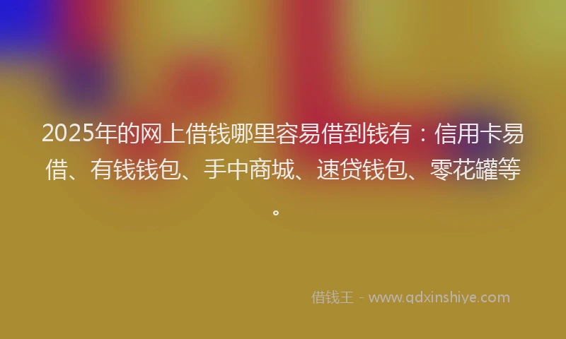 2025年的网上借钱哪里容易借到钱有：信用卡易借、有钱钱包、手中商城、速贷钱包、零花罐等。