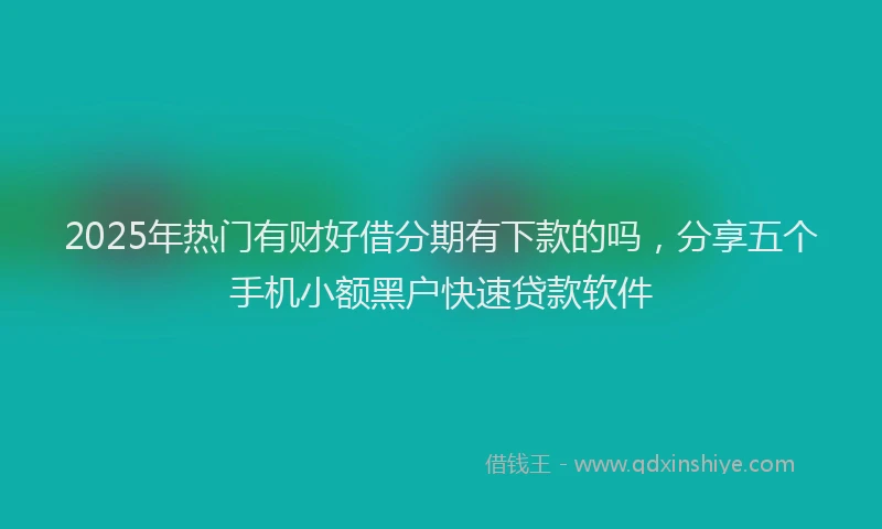 2025年热门有财好借分期有下款的吗，分享五个手机小额黑户快速贷款软件