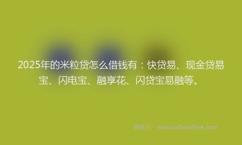 2025年的米粒贷怎么借钱有：快贷易、现金贷易宝、闪电宝、融享花、闪贷宝易融等。