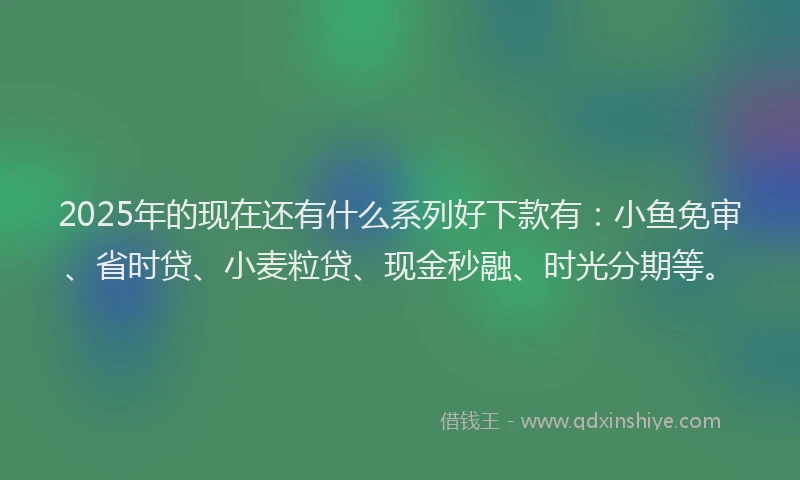 2025年的现在还有什么系列好下款有：小鱼免审、省时贷、小麦粒贷、现金秒融、时光分期等。