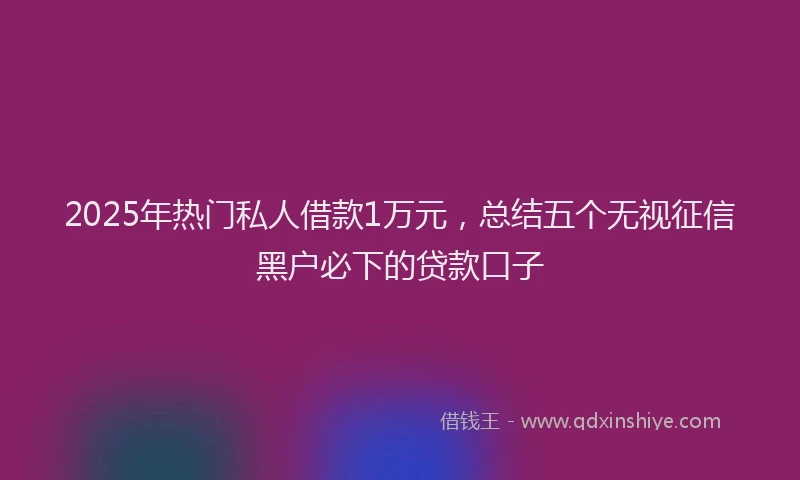 2025年热门私人借款1万元，总结五个无视征信黑户必下的贷款口子