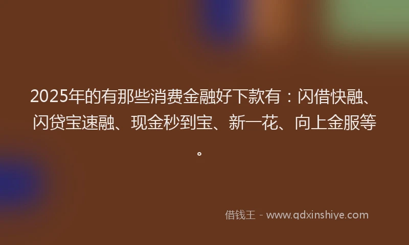 2025年的有那些消费金融好下款有：闪借快融、闪贷宝速融、现金秒到宝、新一花、向上金服等。