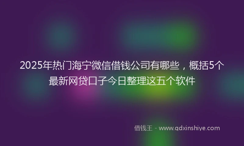 2025年热门海宁微信借钱公司有哪些，概括5个最新网贷口子今日整理这五个软件