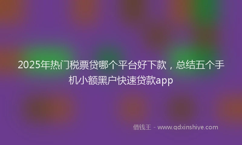 2025年热门税票贷哪个平台好下款，总结五个手机小额黑户快速贷款app