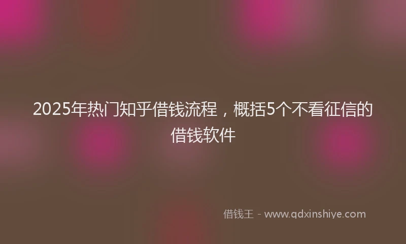 2025年热门知乎借钱流程，概括5个不看征信的借钱软件