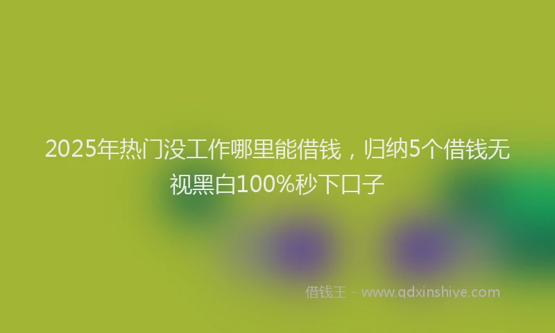 2025年热门没工作哪里能借钱，归纳5个借钱无视黑白100%秒下口子