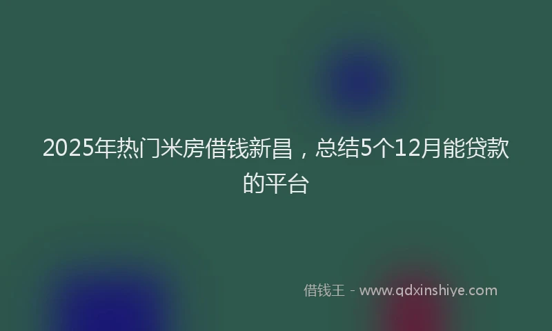 2025年热门米房借钱新昌，总结5个12月能贷款的平台
