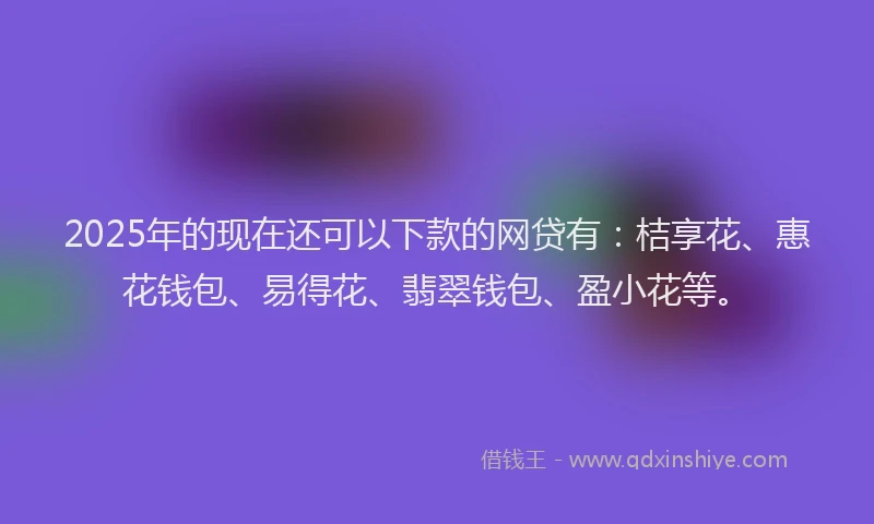 2025年的现在还可以下款的网贷有：桔享花、惠花钱包、易得花、翡翠钱包、盈小花等。