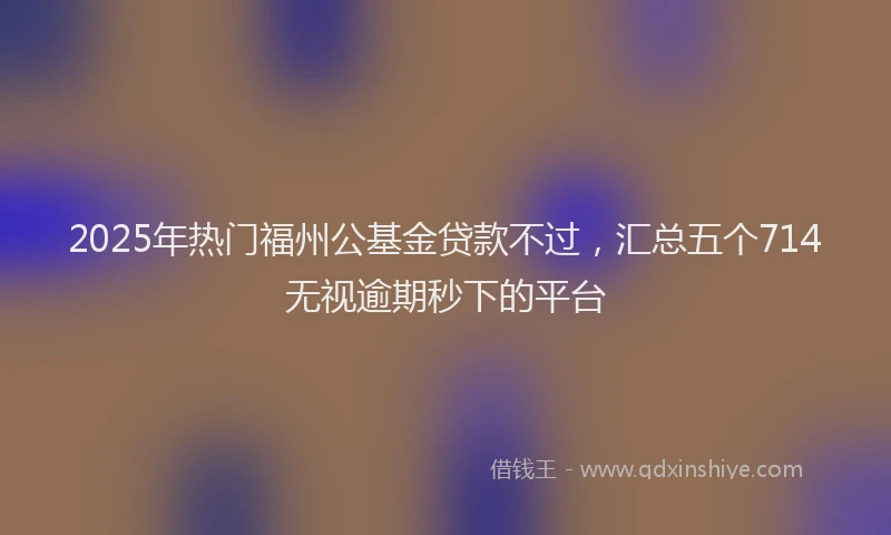 2025年热门福州公基金贷款不过，汇总五个714无视逾期秒下的平台