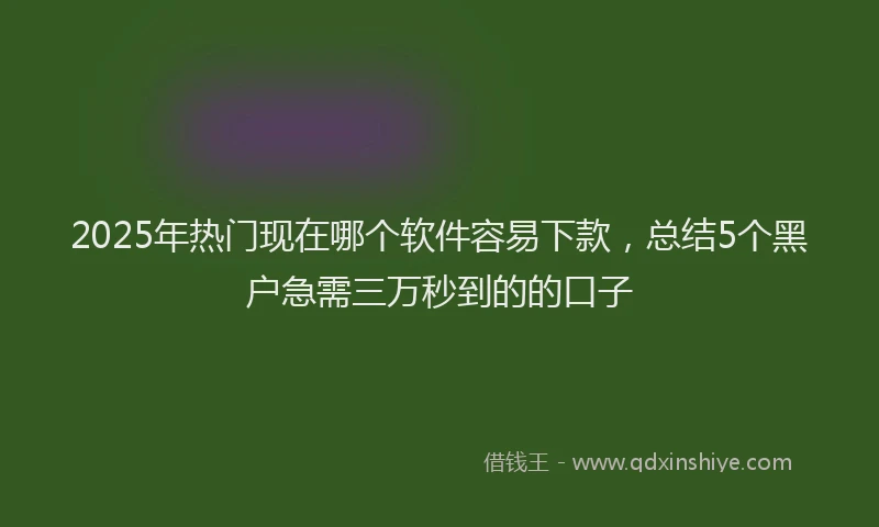 2025年热门现在哪个软件容易下款，总结5个黑户急需三万秒到的的口子