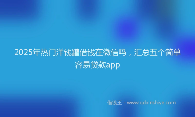 2025年热门洋钱罐借钱在微信吗，汇总五个简单容易贷款app