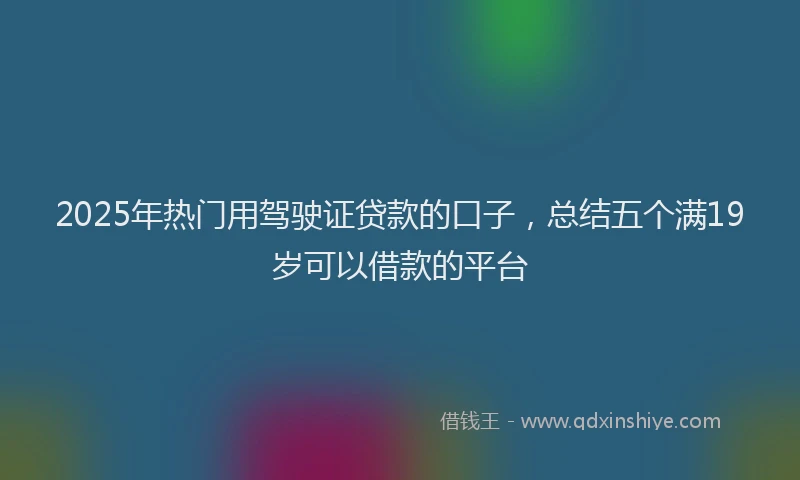 2025年热门用驾驶证贷款的口子，总结五个满19岁可以借款的平台