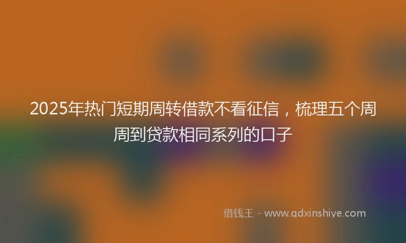 2025年热门短期周转借款不看征信，梳理五个周周到贷款相同系列的口子