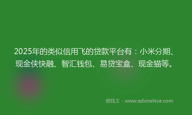 2025年的类似信用飞的贷款平台有：小米分期、现金侠快融、智汇钱包、易贷宝盒、现金猫等。
