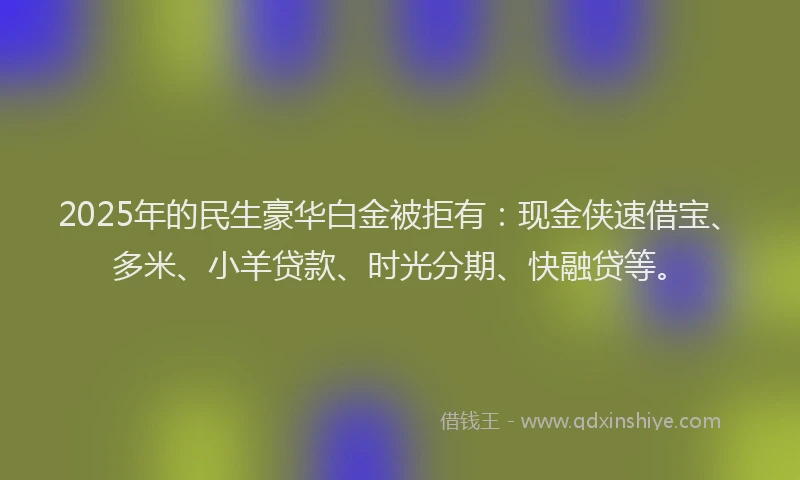 2025年的民生豪华白金被拒有：现金侠速借宝、多米、小羊贷款、时光分期、快融贷等。