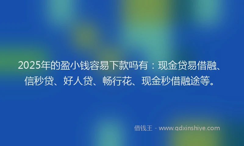 2025年的盈小钱容易下款吗有：现金贷易借融、信秒贷、好人贷、畅行花、现金秒借融途等。