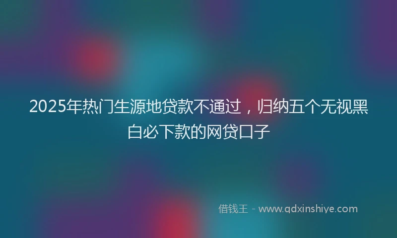 2025年热门生源地贷款不通过，归纳五个无视黑白必下款的网贷口子