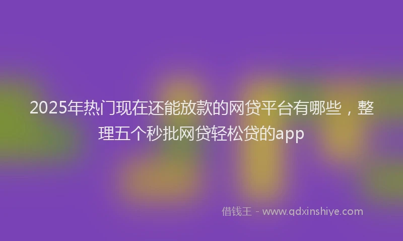 2025年热门现在还能放款的网贷平台有哪些，整理五个秒批网贷轻松贷的app