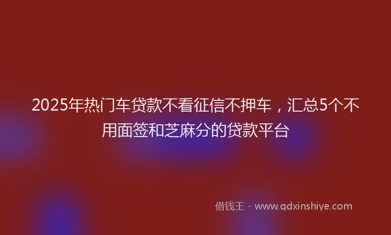 2025年热门车贷款不看征信不押车，汇总5个不用面签和芝麻分的贷款平台