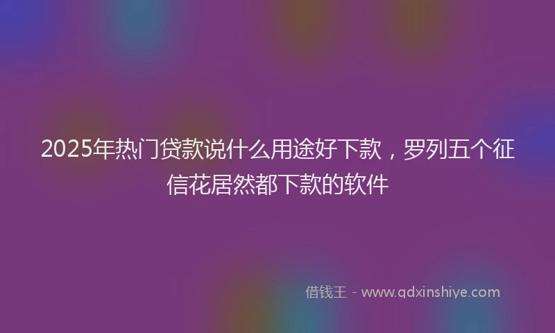 2025年热门贷款说什么用途好下款，罗列五个征信花居然都下款的软件