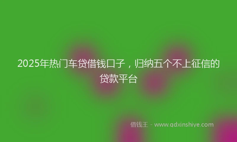 2025年热门车贷借钱口子，归纳五个不上征信的贷款平台