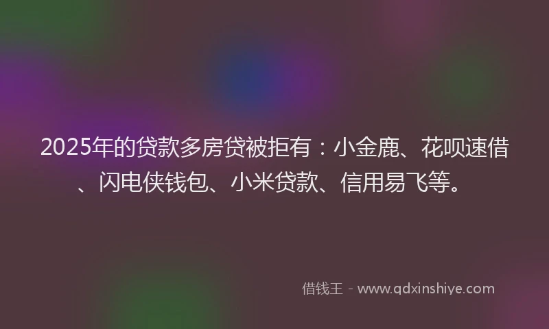 2025年的贷款多房贷被拒有：小金鹿、花呗速借、闪电侠钱包、小米贷款、信用易飞等。
