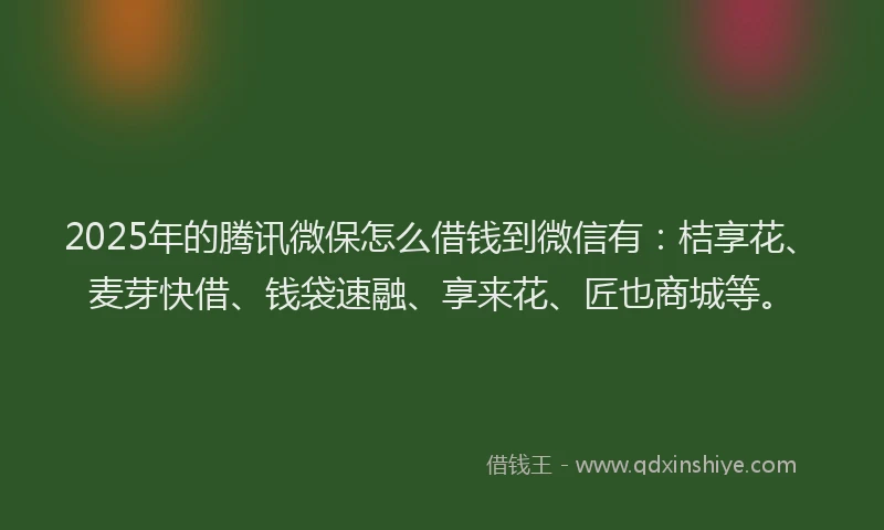2025年的腾讯微保怎么借钱到微信有：桔享花、麦芽快借、钱袋速融、享来花、匠也商城等。