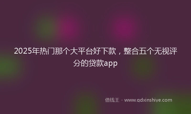 2025年热门那个大平台好下款，整合五个无视评分的贷款app