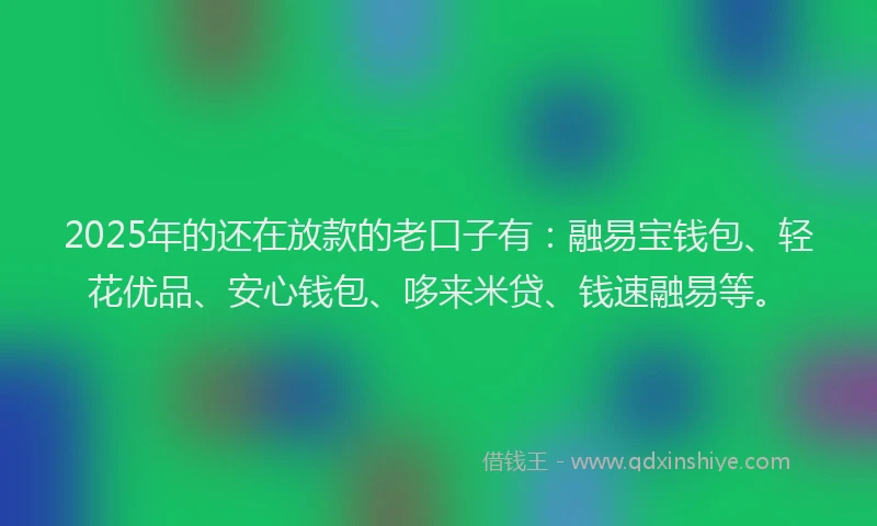 2025年的还在放款的老口子有：融易宝钱包、轻花优品、安心钱包、哆来米贷、钱速融易等。