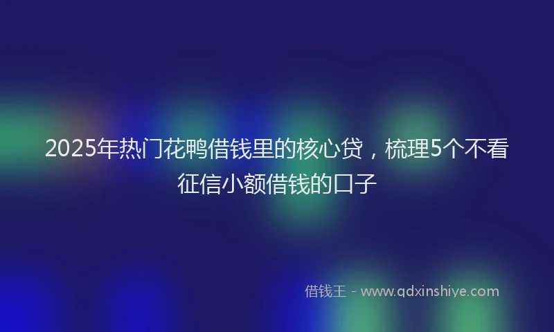 2025年热门花鸭借钱里的核心贷，梳理5个不看征信小额借钱的口子