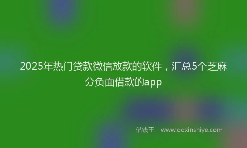 2025年热门贷款微信放款的软件，汇总5个芝麻分负面借款的app