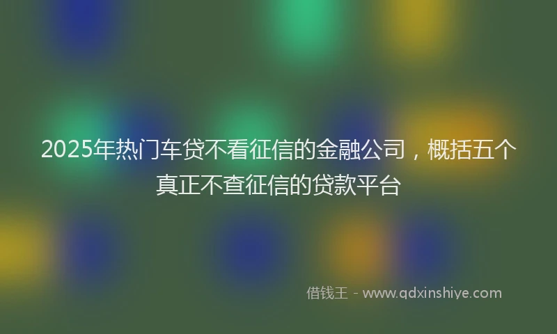2025年热门车贷不看征信的金融公司，概括五个真正不查征信的贷款平台